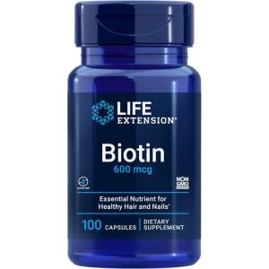 image:imageLife Extension Biotin 600 mcg Vitamin B7 Support Supplement for Beautiful Hair Nails amp Beyond  GlutenFree NonGMO  100 Capsules