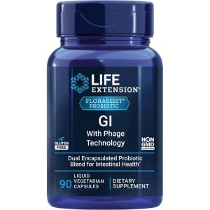 image:imageLife Extension FLORASSIST GI with Phage Technology Digestive Health probiotic Support Nutrient Absorption 7 probiotic strains bacteriophage Blend 90 Liquid Vegetarian Capsules90 Count Pack of 1