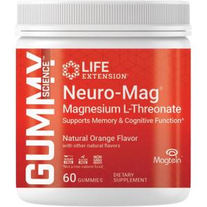 image:imageLife Extension Gummy Science NeuroMag Magnesium LThreonate Memory Support Quick Thinking cognition Magnesium Supplement GlutenFree NonGMO Orange Flavor 60 Gummies