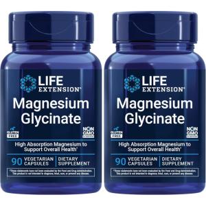 image:imageLife Extension Magnesium Glycinate Heart Health Bone Health Nerve and Muscle Support Highly absorbable GlutenFree NonGMO Vegetarian 90 Capsules90 Count Pack of 2