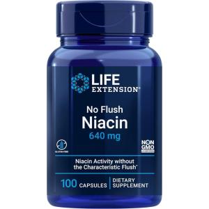image:imageLife Extension No Flush Niacin B3 for Heart Health Cholesterol amp Energy Support NonGMO GlutenFree 100 Capsules100 Count Pack of 1