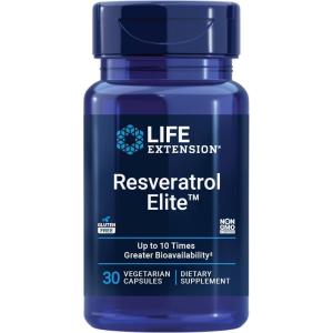 image:imageLife Extension Resveratrol Elite Transresveratrol Healthy Aging Cardiovascular Health Brain Health oxidative Stress GlutenFree NonGMO Vegetarian 30 Capsules