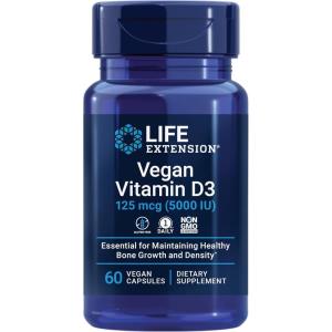 image:imageLife Extension Vegan Vitamin D3 125 mcg 5000 IU cholecalciferol from Algae highPotency Immune Bone amp WholeBody Health GlutenFree NonGMO 1 Daily Vegan 60 Vegan CapsulesCapsules