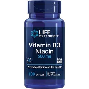 image:imageLife Extension Vitamin B3 Niacin Heart Health Cholesterol amp Energy Support GlutenFree NonGMO 100 Capsules100 Count Pack of 1