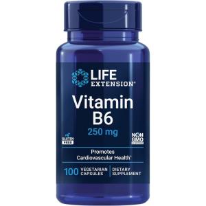 image:imageLife Extension Vitamin B6 250 mg high Potency Cardiovascular Health neurological Health Eye Health Healthy Kidney Function GlutenFree NonGMO Vegetarian 100 Capsules100 Count Pack of 1