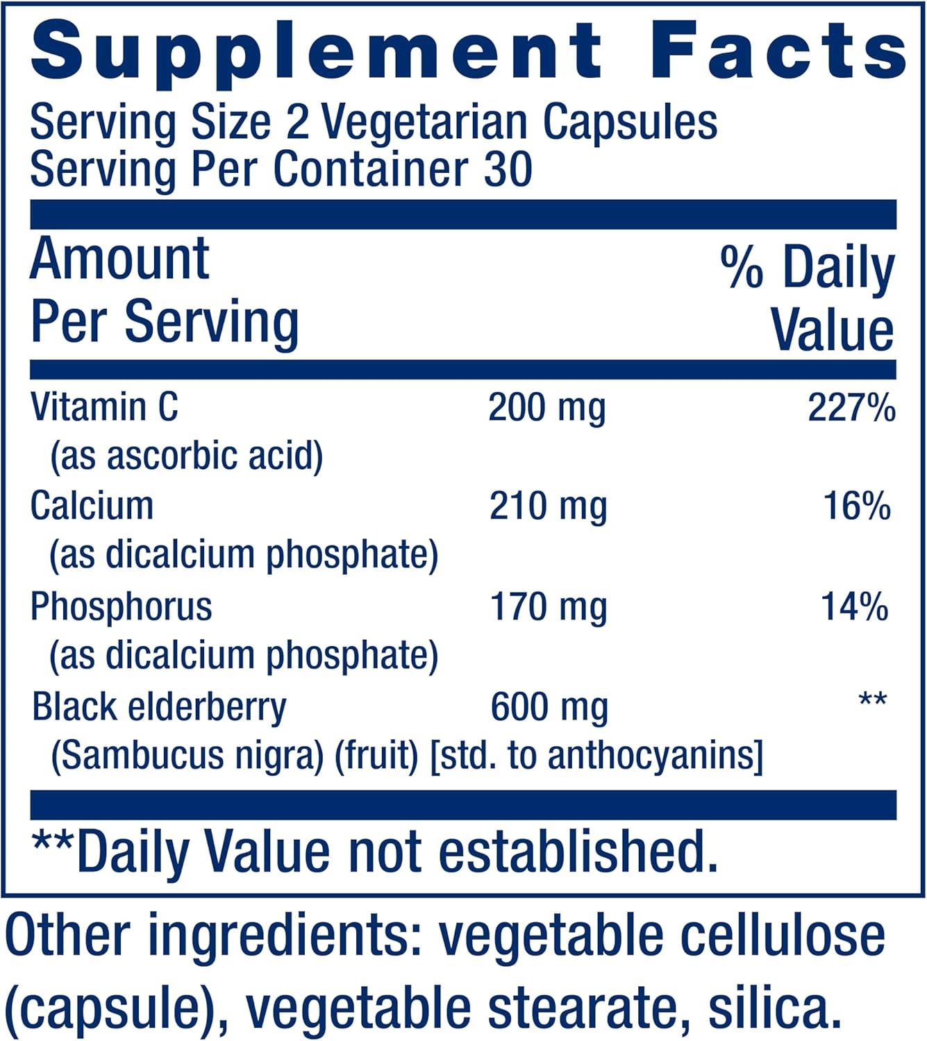 image:imageLife Extension Black Elderberry Vitamin C Everyday Immune Support from Elderberry amp Vitamin C Gluten Free NonGMO Vegetarian 60 Capsules