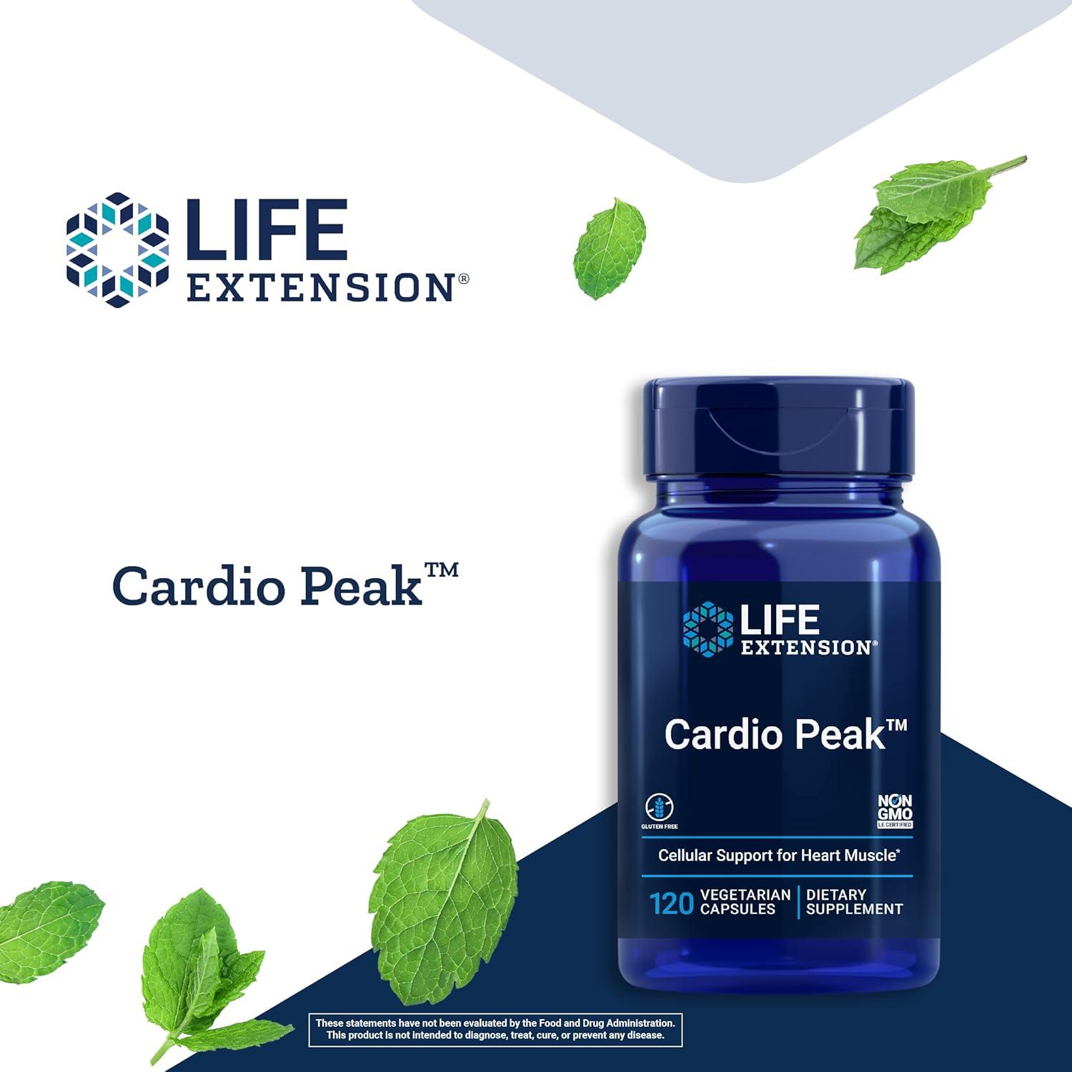 image:imageLife Extension Cardio Peak Hawthorn Extract Leaf Flower Stem Supplement with Arjuna Extract for Heart Health Support Twice Daily Gluten Free NonGMO Vegetarian 120 Capsules