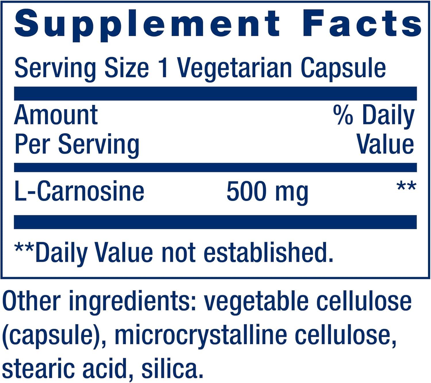 image:imageLife Extension Carnosine Healthy Aging Exercise Recovery GlutenFree NonGMO Vegetarian 60 CapsulesStandard Packaging