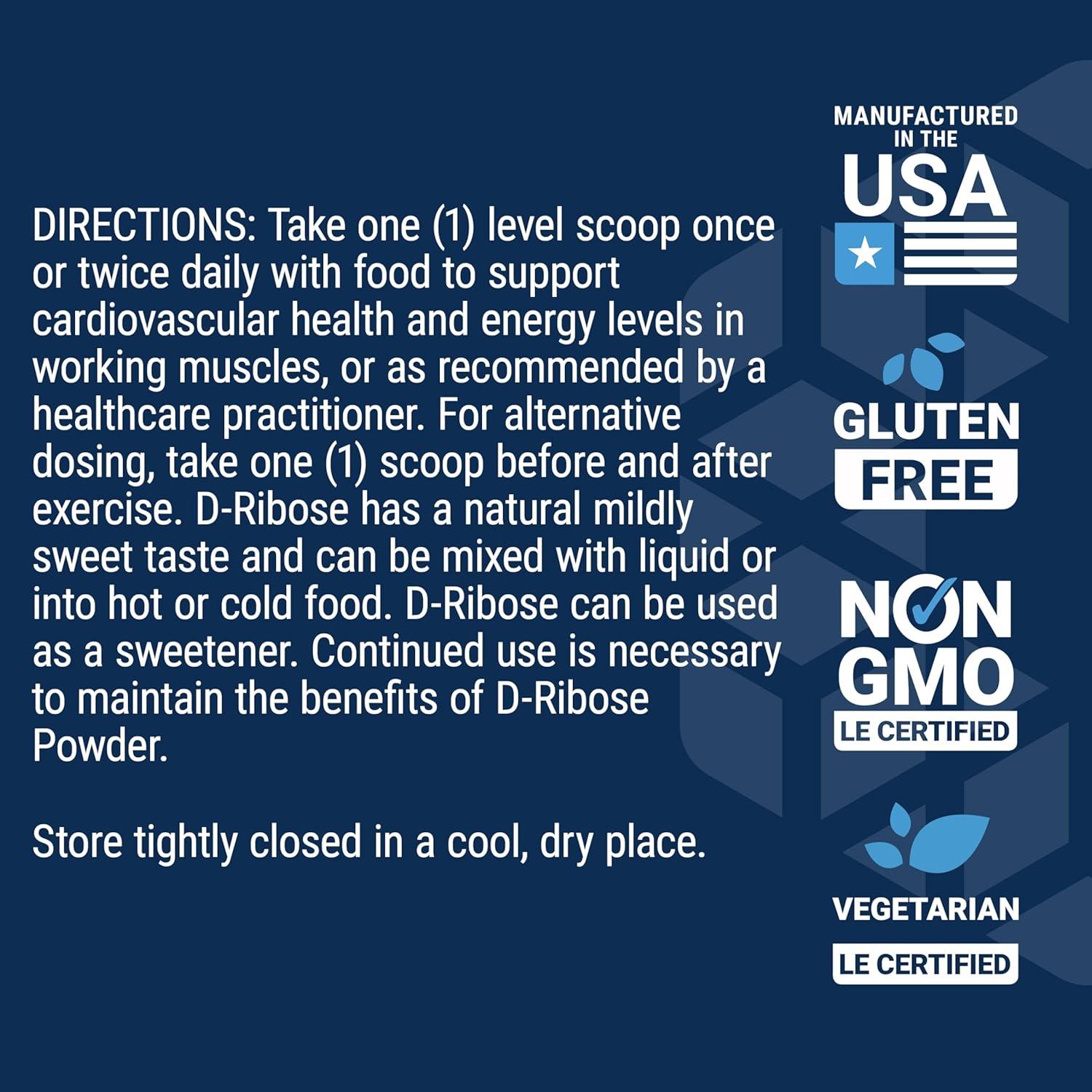 image:imageLife Extension DRibose Powder Dissolve in Liquid to Encourage Cellular Energy Production and Support Heart and Muscle Health GlutenFree NonGMO Vegetarian 150 Grams