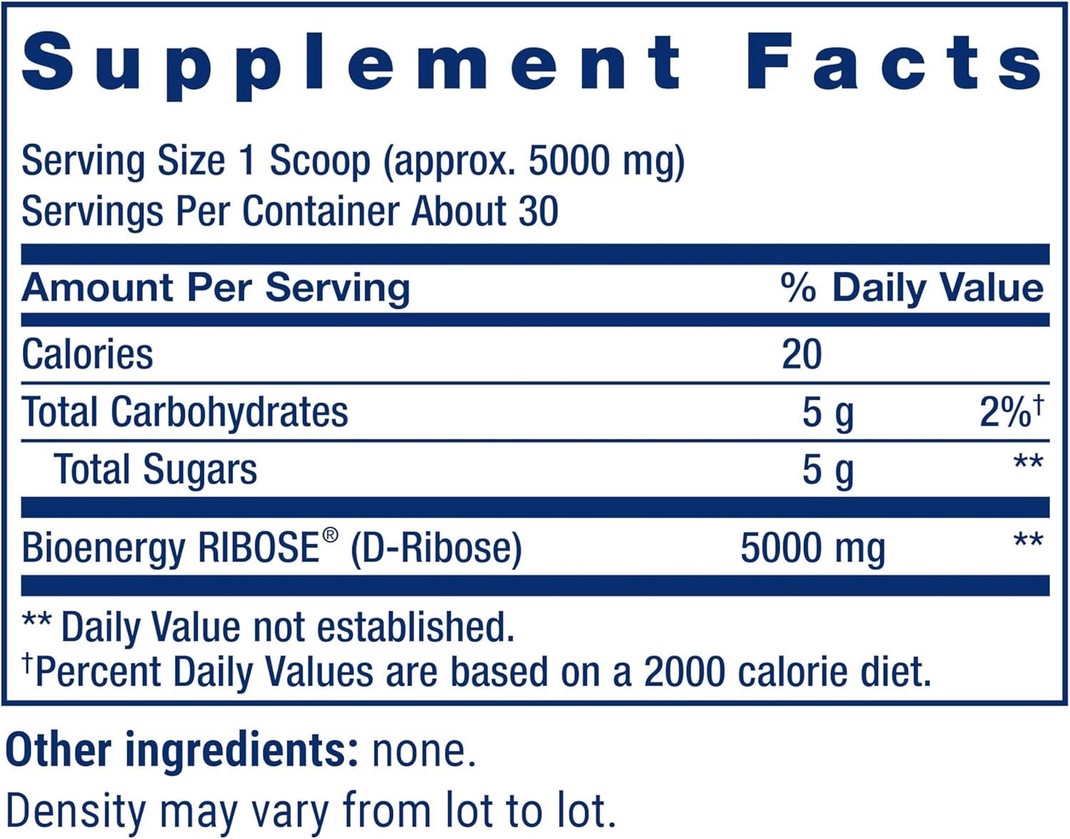 image:imageLife Extension DRibose Powder Dissolve in Liquid to Encourage Cellular Energy Production and Support Heart and Muscle Health GlutenFree NonGMO Vegetarian 150 Grams