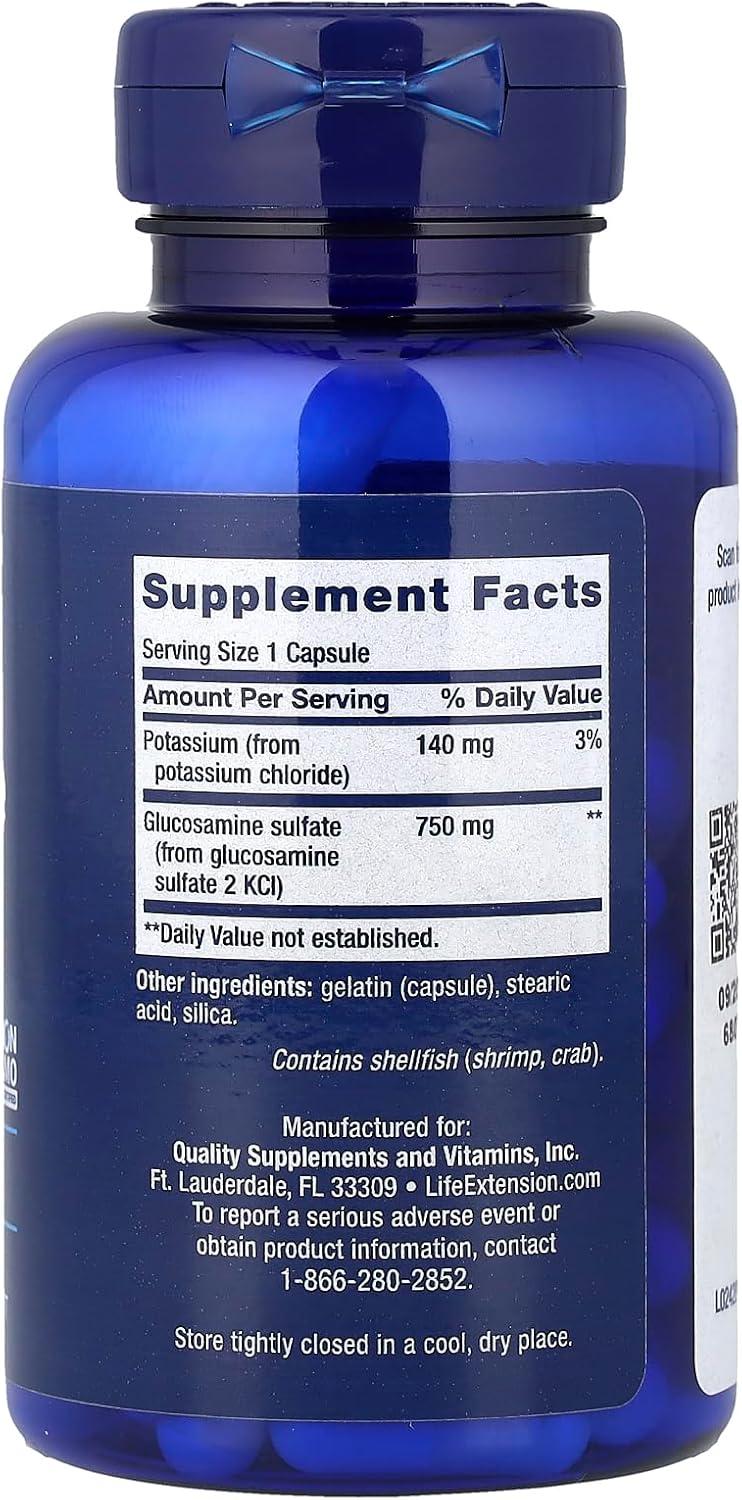 image:imageLife Extension Glucosamine Sulfate 750 mg Supports Knee Comfort and Joint Health GlutenFree NonGMO 60 Capsules