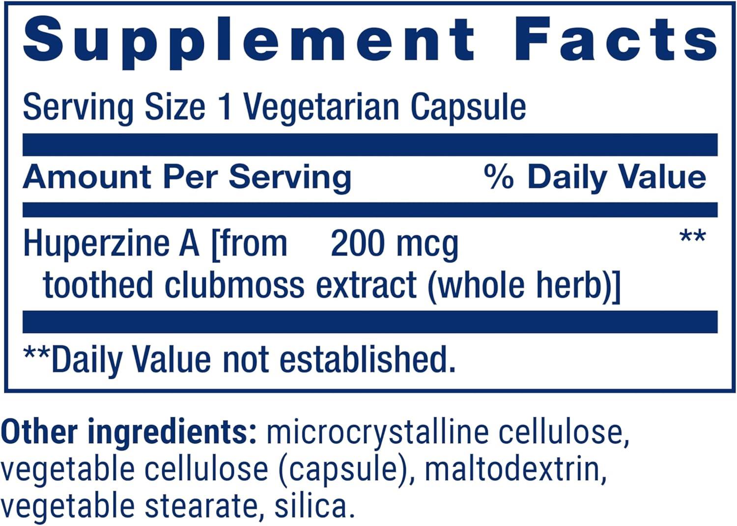 image:imageLife Extension Huperzine A Memory Health Cognitive Health Chinese Club Moss Extract GlutenFree NonGMO Vegetarian 60 CapsulesStandard Packaging