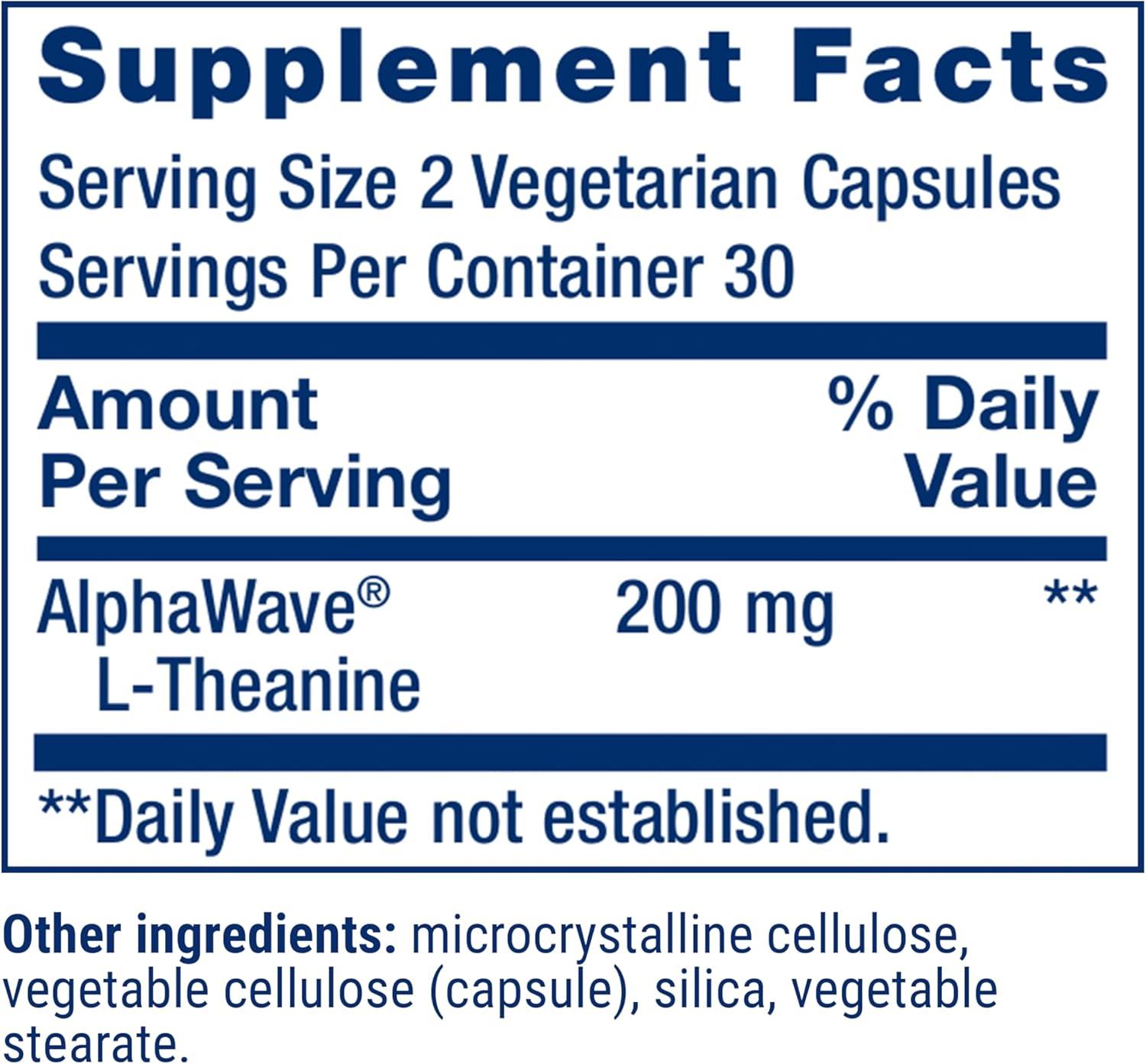 image:imageLife Extension LTheanine Amino Acid theanine Calm Relaxation Mood GlutenFree NonGMO Vegetarian 200 mg 60 Capsules60 Count Pack of 1