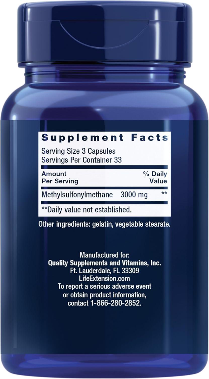 image:imageLife Extension MSM 1000 mg methylsulfonylmethane Supports Healthy Joints antioxidant Support GlutenFree NonGMO 100 Capsules