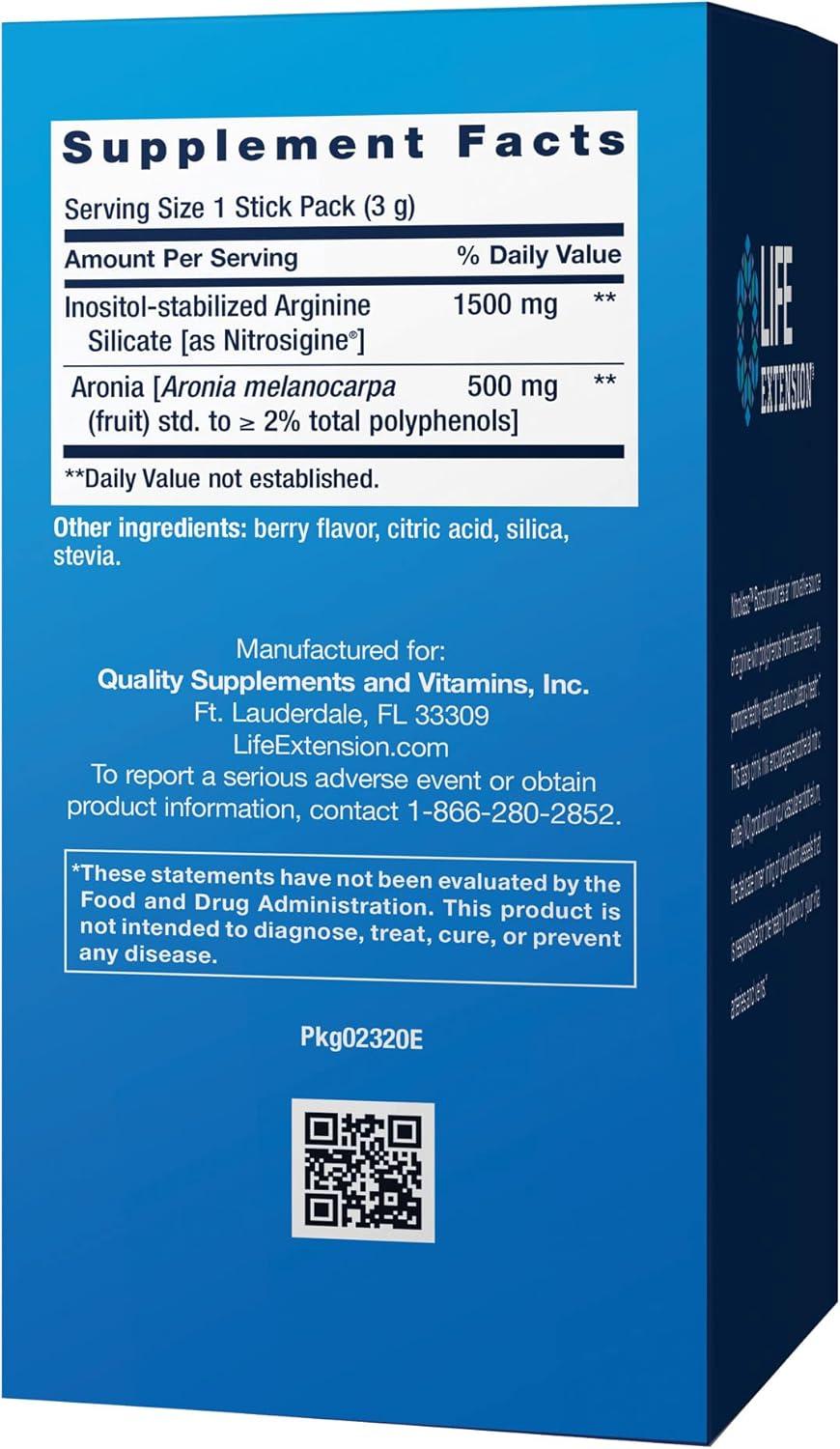 image:imageLife Extension NitroVasc Boost Circulatory Health Supplement for Men Arginine amp Aronia for Nitric Oxide Production Support amp Heart Health Berry Flavor GlutenFree NonGMO 30 Stick Packs