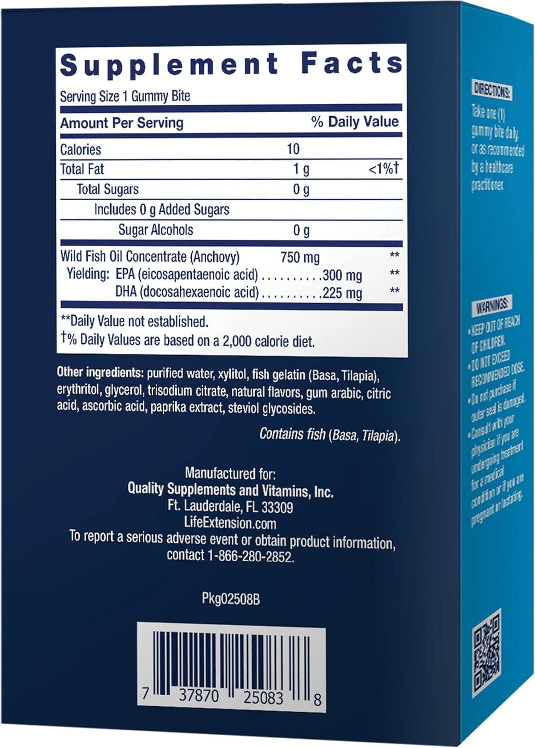 image:imageLife Extension Omega3 Fish Oil Gummy Bites EPA DHA Fatty acids Highdose EPA DHA Support in a Delicious chewable Form NonGMO Gluten Free 36 Gummy BitesNutritional Supplement
