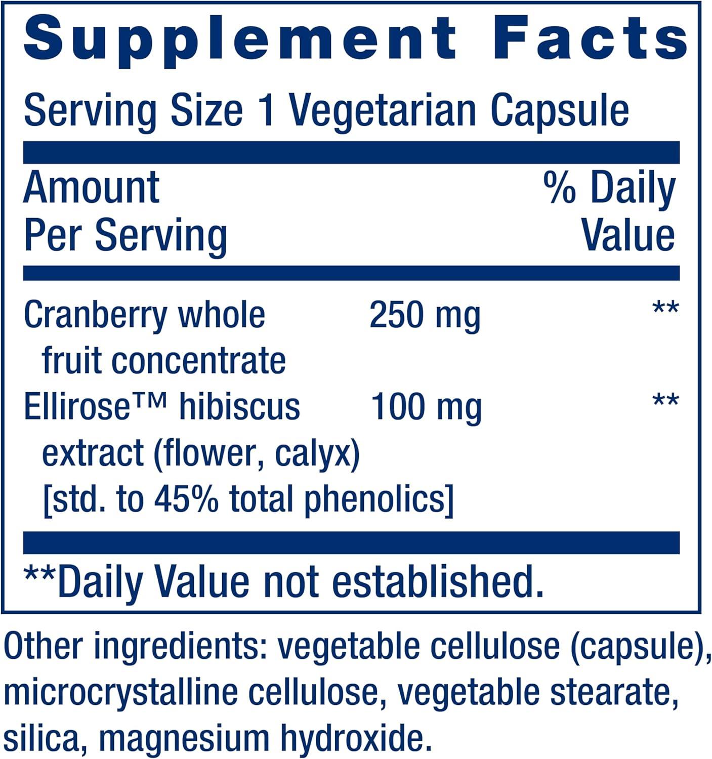 image:imageLife Extension Optimized CranMax Cranberry Whole Fruit Concentrate with Hibiscus Extract Best in Class Support for Female Urinary Tract Health GlutenFree Vegetarian NonGMO 60 CapsulesStandard Packaging