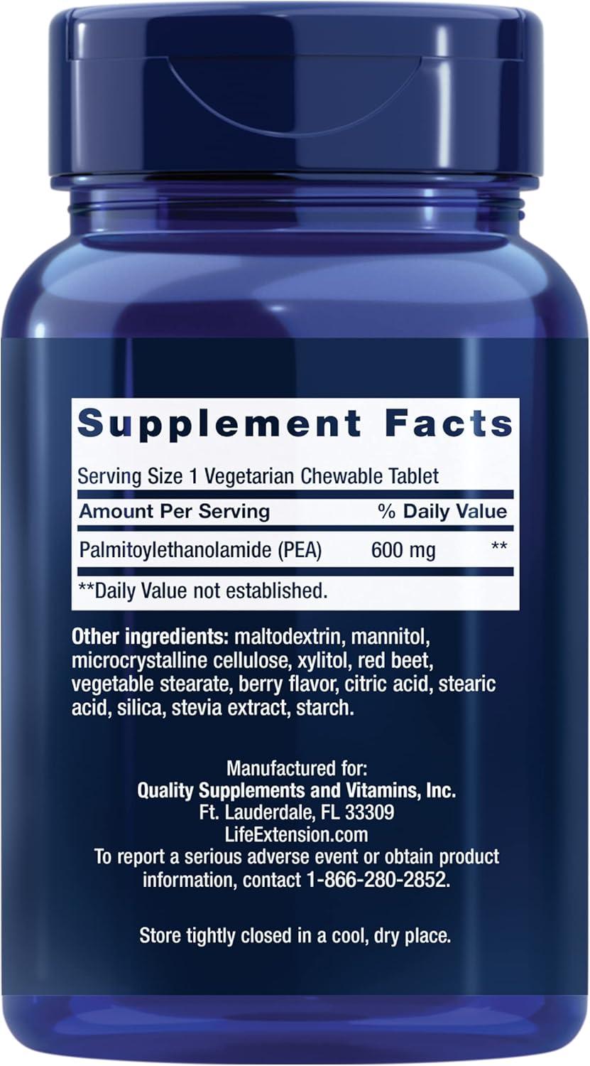 image:imageLife Extension Pea Discomfort Relief Berry Flavor for Occasional Minor Pain amp Discomfort Palmitoylethanolamide Supplement GlutenFree NonGMO Vegetarian 60 Chewable Tablets