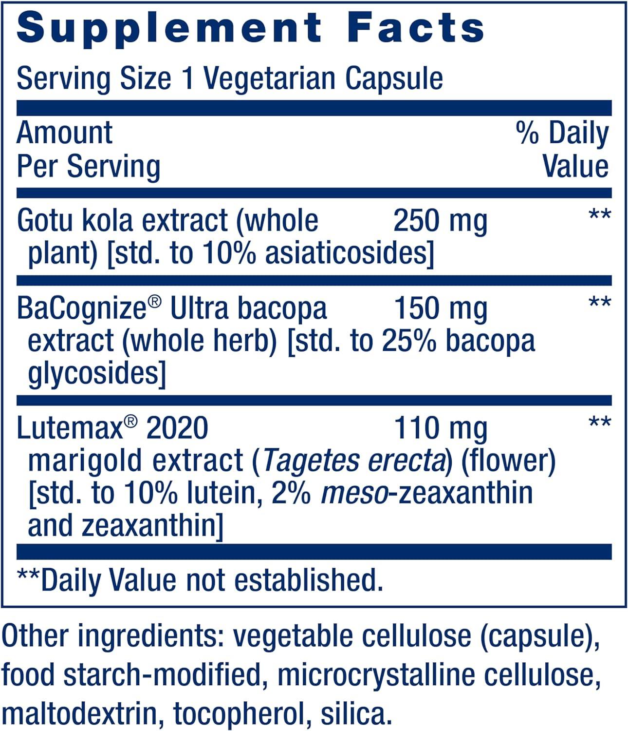 image:imageLife Extension Quick Brain Nootropic Fast Thinking Learning Concentration Lutein zeaxanthin gotu kola bacopa Gluten Free NonGMO Vegetarian 1 Daily 30 Capsules30 Count Pack of 1