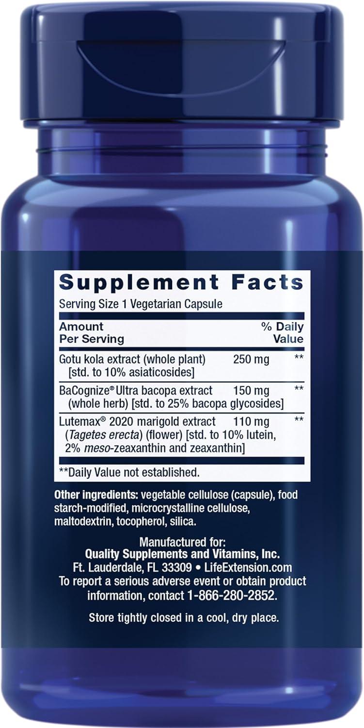 image:imageLife Extension Quick Brain Nootropic Fast Thinking Learning Concentration Lutein zeaxanthin gotu kola bacopa Gluten Free NonGMO Vegetarian 1 Daily 30 Capsules30 Count Pack of 1
