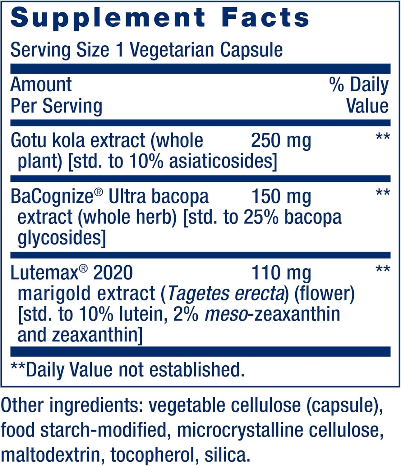 image:imageLife Extension Quick Brain Nootropic Fast Thinking Learning Concentration Lutein zeaxanthin gotu kola bacopa Gluten Free NonGMO Vegetarian 1 Daily 30 Capsules30 Count Pack of 2