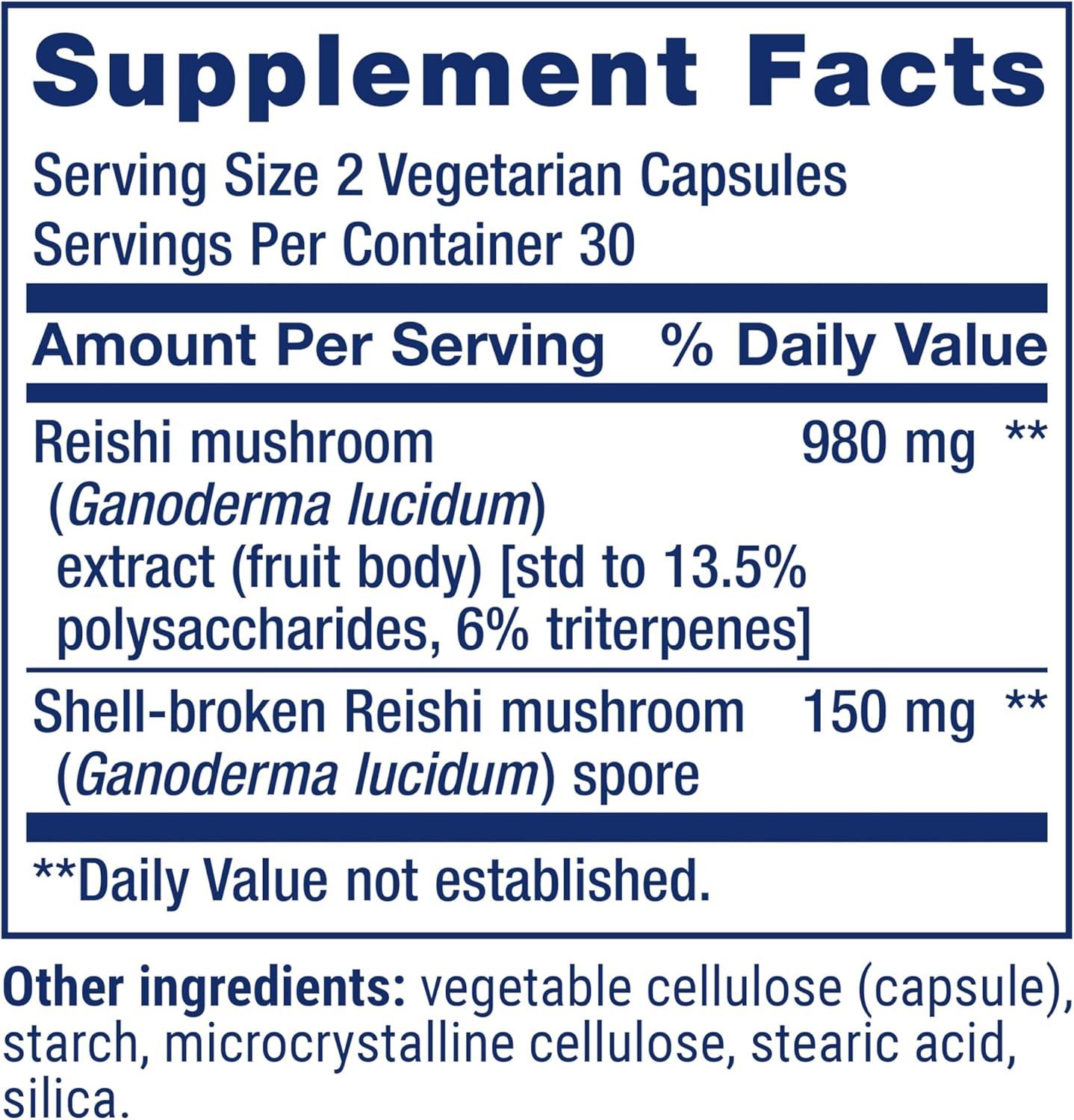image:imageLife Extension Reishi Extract Mushroom Complex Mushrooms Herbal Supplement for Immune Support Ganoderma Lucidum Extract GlutenFree NonGMO Vegetarian 60 Capsules