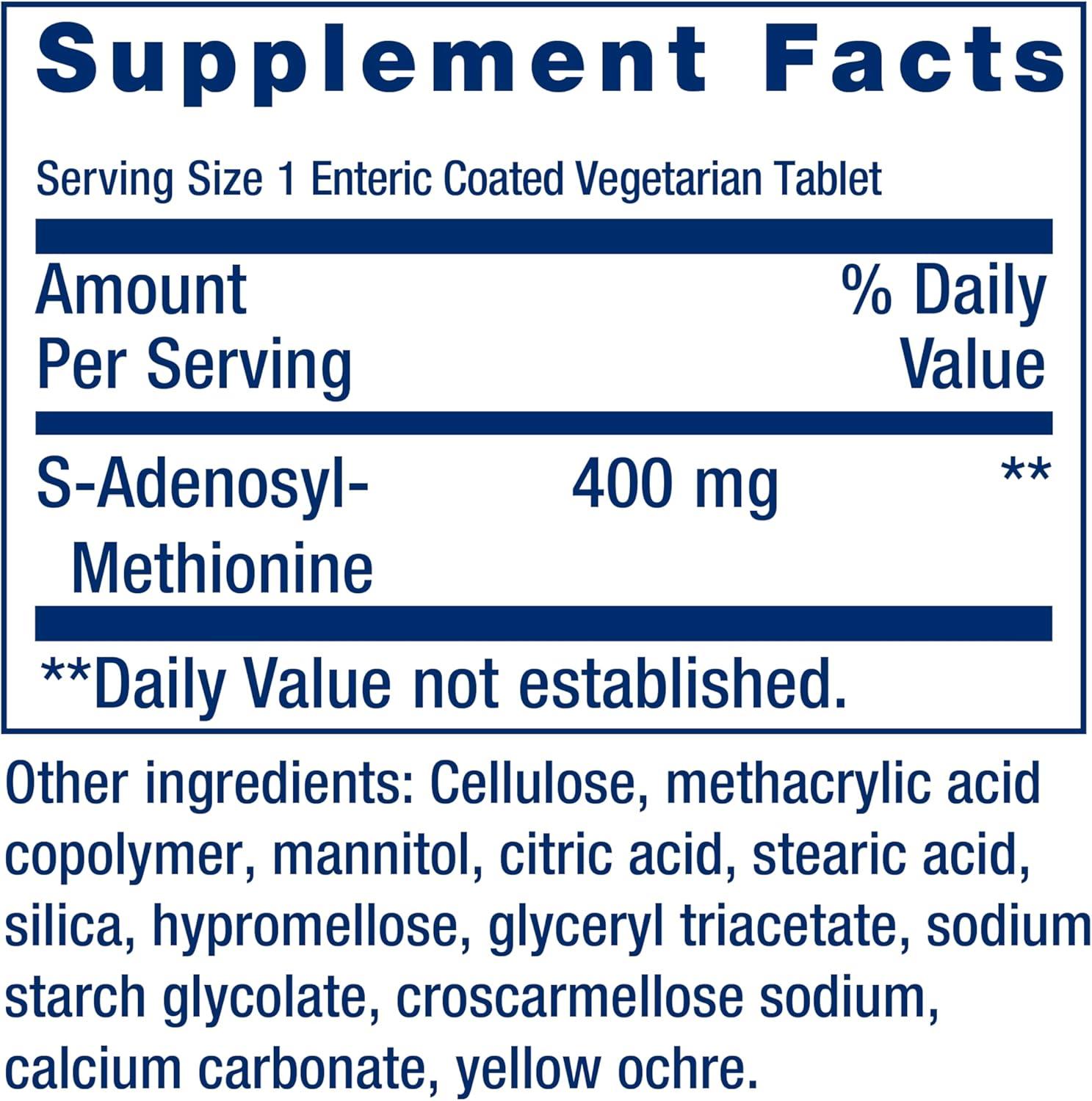 image:imageLife Extension Same SAdenosylMethionine 400 mg BestSelling Mood Health Liver Health and Joint Support Supplement NonGMO Vegetarian Gluten Free 60 entericCoated Tablets