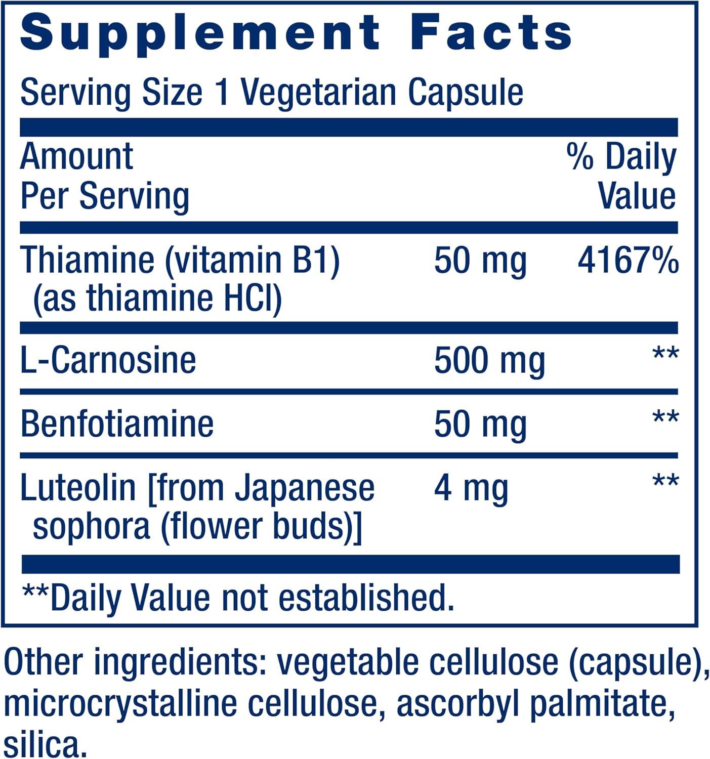 image:imageLife Extension Super Carnosine Lcarnosine Luteolin Vitamin B1 Muscle Support Exercise Recovery Heart Health GlutenFree NonGMO Vegetarian 60 Capsules