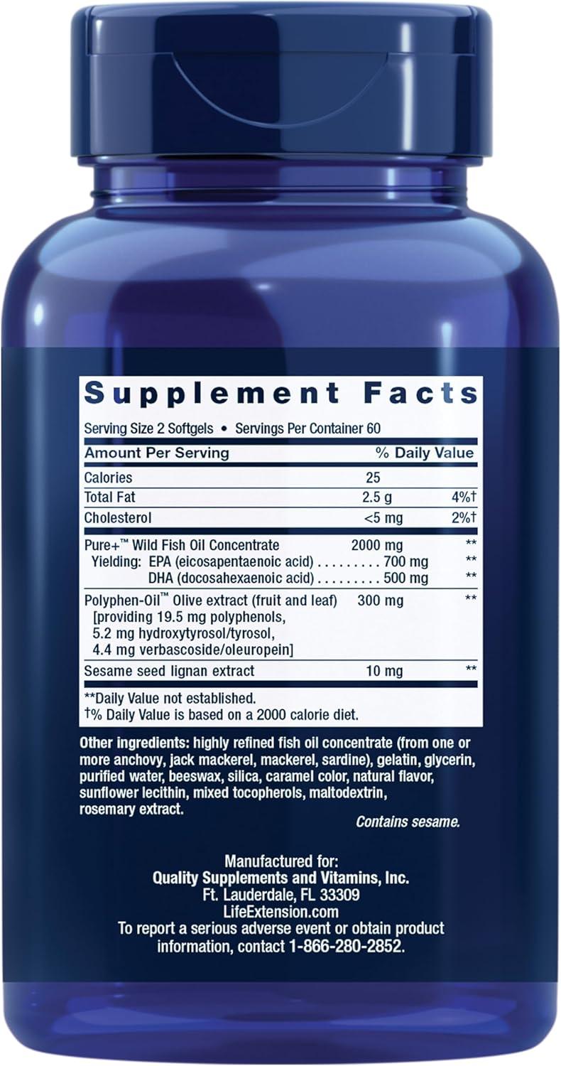 image:imageLife Extension Super Omega3 EPADHA Fish Oil Sesame Lignans amp Olive Extract Cognitive Health Cholesterol Health Support GlutenFree NonGMO 120 Softgels120 Count Pack of 2