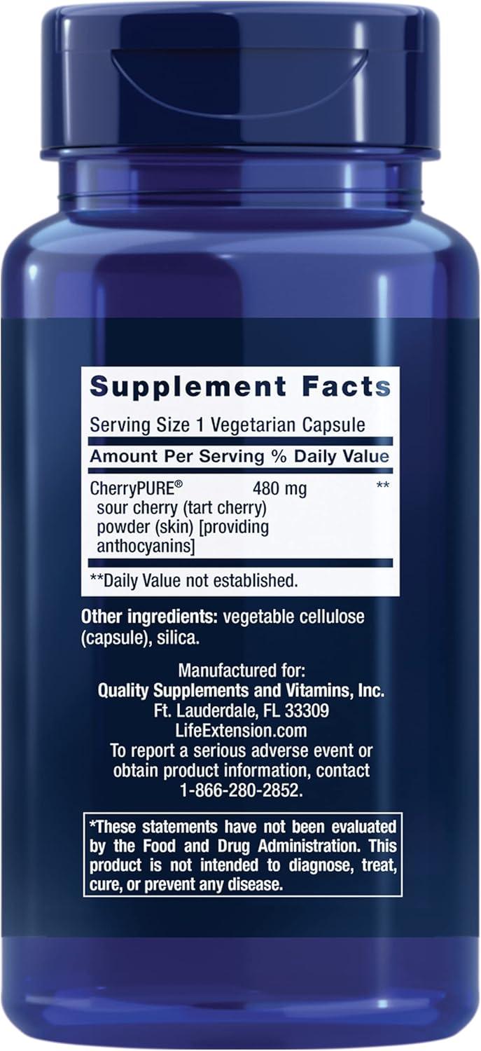 image:imageLife Extension Tart Cherry with CherryPURE anthocyanins oxidative Stress Muscle Recovery Exercise Support Muscle Comfort Vegetarian GlutenFree NonGMO 60 CapsulesStandard Packaging