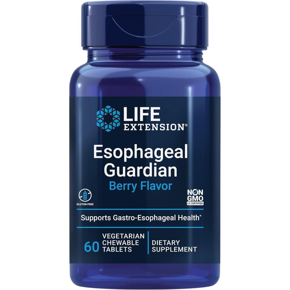 image:imageLife Extension Esophageal Guardian alginic Acid Potassium Bicarbonate get LongLasting Relief from gastric Distress Vegetarian NonGMO GlutenFree 60 Vegetarian chewable Tablets60 Count Pack of 1