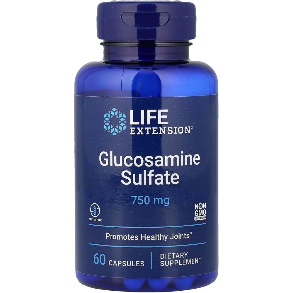 image:imageLife Extension Glucosamine Sulfate 750 mg Supports Knee Comfort and Joint Health GlutenFree NonGMO 60 Capsules