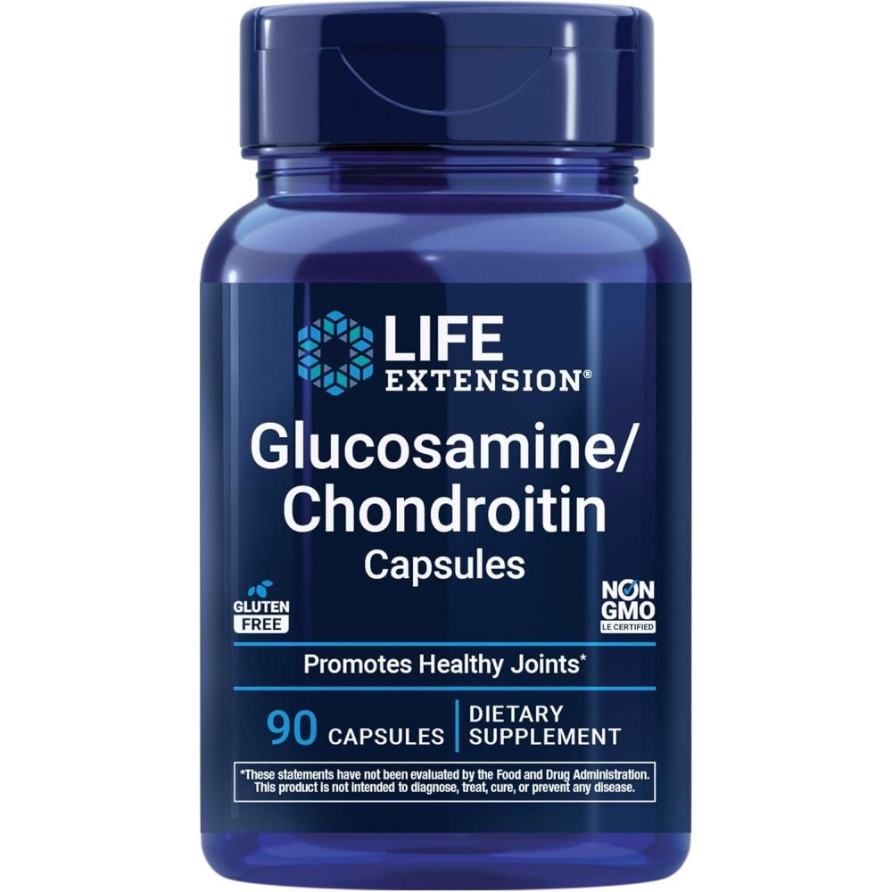 image:imageLife Extension GlucosamineChondroitin Capsules for Healthy Joints and Cartilage NonGMO GlutenFree 90 CapsulesStandard Packaging