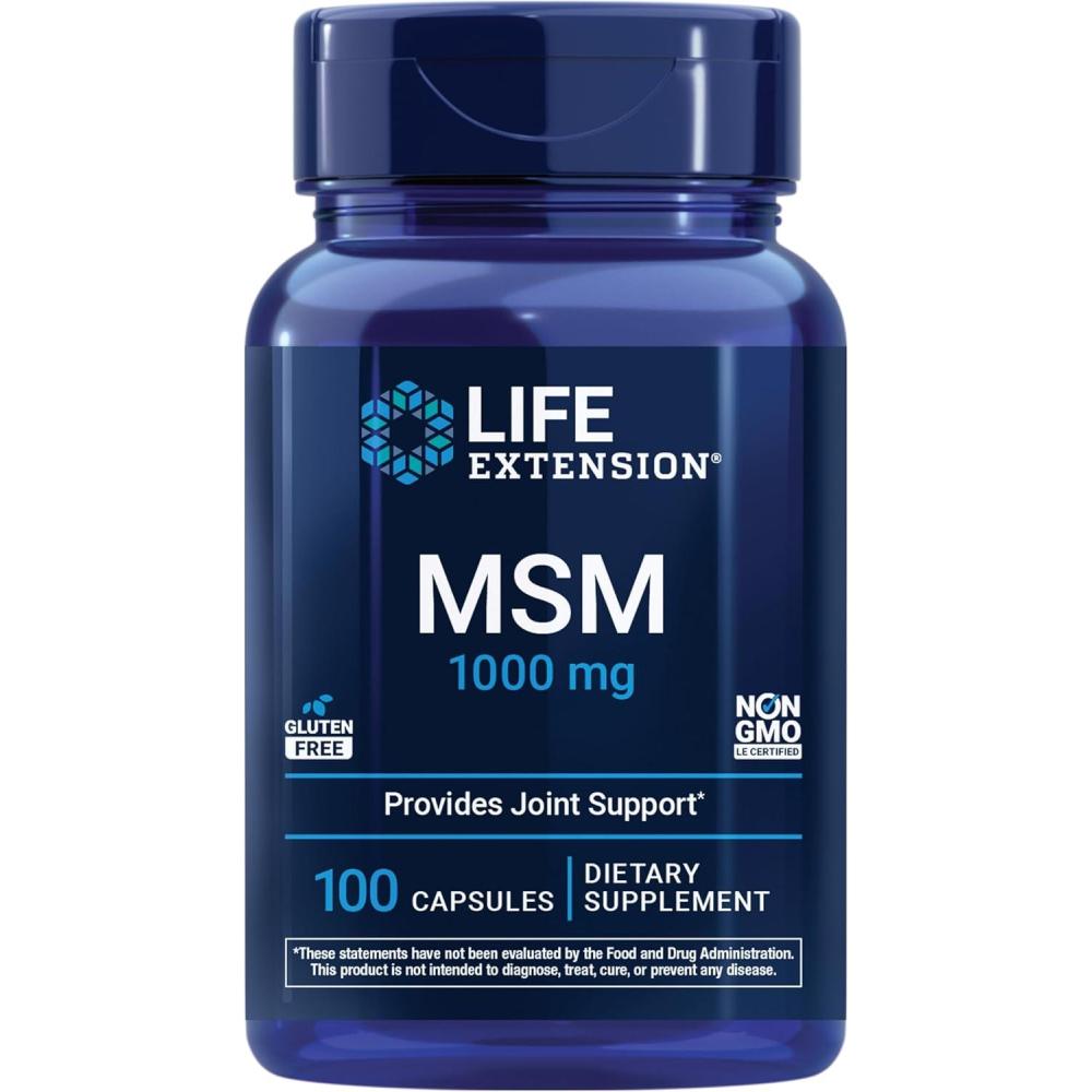 image:imageLife Extension MSM 1000 mg methylsulfonylmethane Supports Healthy Joints antioxidant Support GlutenFree NonGMO 100 Capsules