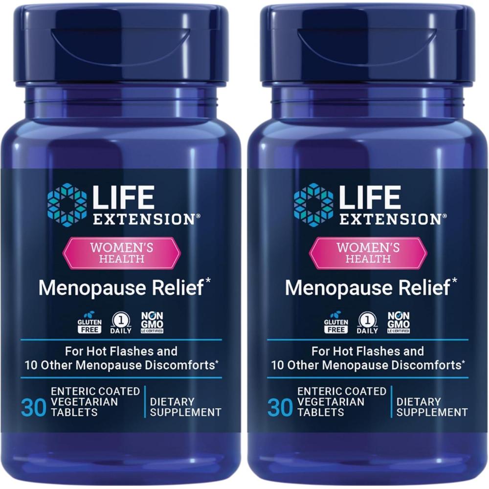 image:imageLife Extension Menopause Relief Siberian Rhubarb Menopause Supplement for Women Ease hot Flashes Mood Swings Night Sweats Relief HormoneFree GlutenFree NonGMO Vegetarian 30 Tablets30 Count Pack of 2