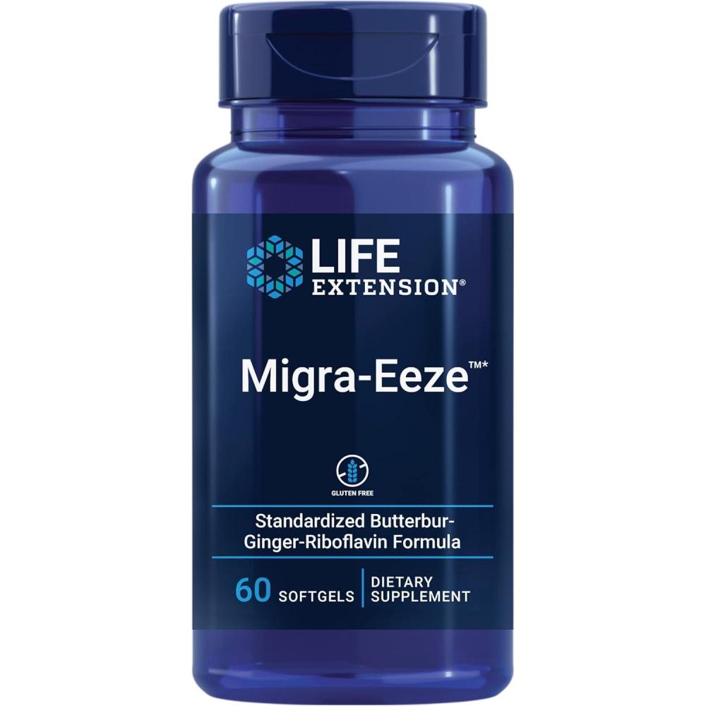 image:imageLife Extension MigraEeze Butterbur Root Extract with Vitamin B2 Riboflavin amp Ginger Supplement Formula to Ease Head Discomfort GlutenFree 60 Softgels