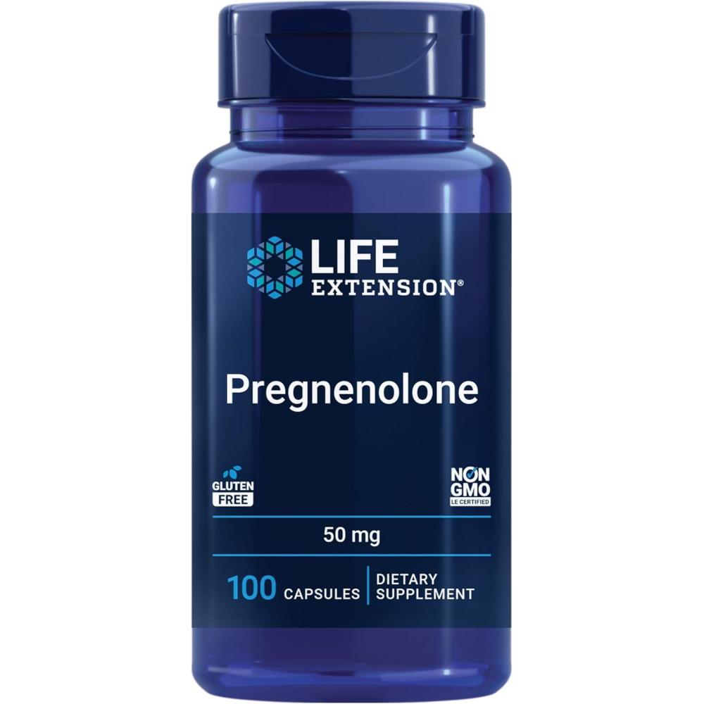 image:imageLife Extension Pregnenolone neurohormone Promotes Memory Health and Brain Plasticity GlutenFree NonGMO 100 Capsules100 Count Pack of 1
