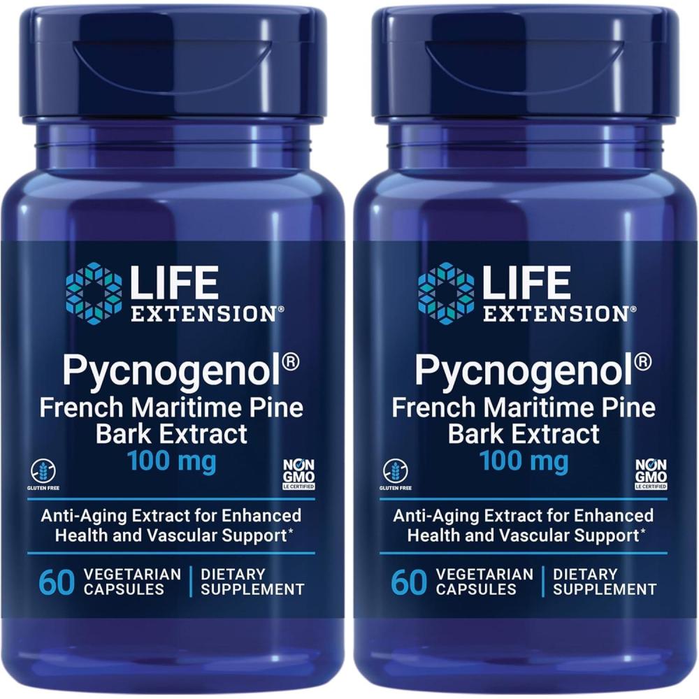 image:imageLife Extension Pycnogenol French Maritime Pine Bark Extract Scientifically Studied Healthy Aging amp Vascular Health Supplement NonGMO GlutenFree Vegetarian 60 Capsules60 Count Pack of 2