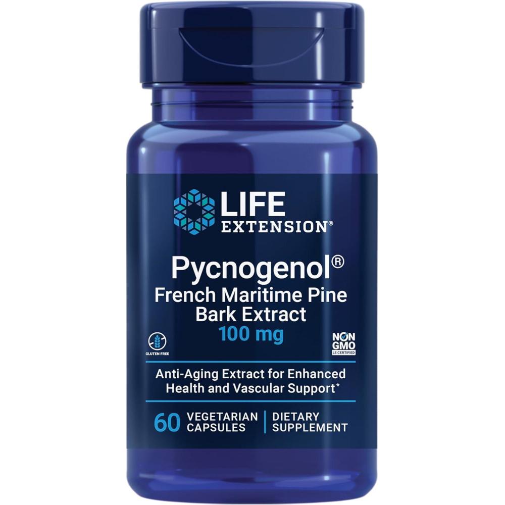 image:imageLife Extension Pycnogenol French Maritime Pine Bark Extract Scientifically Studied Healthy Aging amp Vascular Health Supplement NonGMO GlutenFree Vegetarian 60 Capsules60 Count Pack of 1