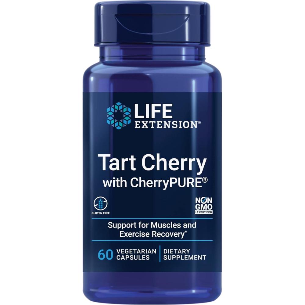 image:imageLife Extension Tart Cherry with CherryPURE anthocyanins oxidative Stress Muscle Recovery Exercise Support Muscle Comfort Vegetarian GlutenFree NonGMO 60 CapsulesStandard Packaging