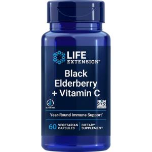 image:imageLife Extension Black Elderberry  Vitamin C Everyday Immune Support from Elderberry amp Vitamin C Gluten Free NonGMO Vegetarian 60 Capsules