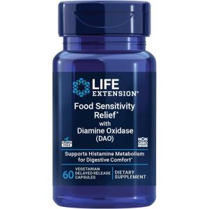 image:imageLife Extension Food Sensitivity Relief with Diamine Oxidase DAO Occasional Gas Digestive Comfort histamine Sensitivity DAO Enzyme Supplement Gluten Free NonGMO Vegetarian 60 Capsules60 Count Pack of 1