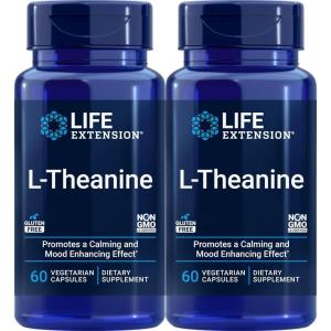 image:imageLife Extension LTheanine Amino Acid theanine Calm Relaxation Mood GlutenFree NonGMO Vegetarian 200 mg 60 Capsules60 Count Pack of 2