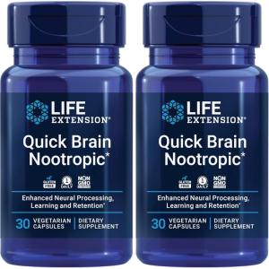 image:imageLife Extension Quick Brain Nootropic Fast Thinking Learning Concentration Lutein zeaxanthin gotu kola bacopa Gluten Free NonGMO Vegetarian 1 Daily 30 Capsules30 Count Pack of 2