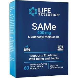 image:imageLife Extension Same SAdenosylMethionine 400 mg BestSelling Mood Health Liver Health and Joint Support Supplement NonGMO Vegetarian Gluten Free 60 entericCoated Tablets