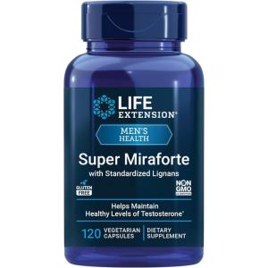 image:imageLife Extension Super Miraforte with Standardized Lignans chrysin Nettle Root Muira puama maca zinc Focused Formula for Testosterone Benefits Vegetarian GlutenFree NonGMO 120 Capsules