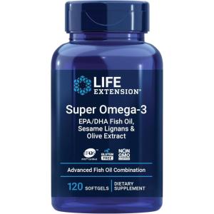 image:imageLife Extension Super Omega3 EPADHA Fish Oil Sesame Lignans amp Olive Extract  Cognitive Health Cholesterol Health Support GlutenFree NonGMO 120 Softgels120 Count Pack of 1