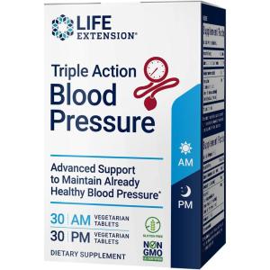 image:imageLife Extension Triple Action Blood Pressure Heart Health Supplement quercetin stevia Extract melatonin Morning and Night Support GlutenFree NonGMO Vegetarian 60 Tablets