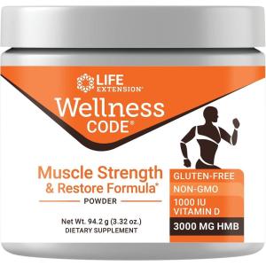 image:imageLife Extension Wellness Code Muscle Strength amp Restore Formula Vitamin D3 HydroxyMethylbutyrate Monohydrate HMB Muscle Health Gluten Free NonGMO 942 g