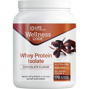 image:imageLife Extension Wellness Code Whey Protein Isolate Chocolate Protein and branchedChain Amino acids for Muscle Growth amp Immune Health no Sugar Added Gluten Free NonGMO 437 Grams 20 ServingsChocolate